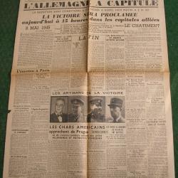 WW2 FRANCE JOURNAL FRANCAIS " LE FIGARO 8 MAI 1945 " &Eacute;POQUE ARMISTICE JOUR J (39-45) be