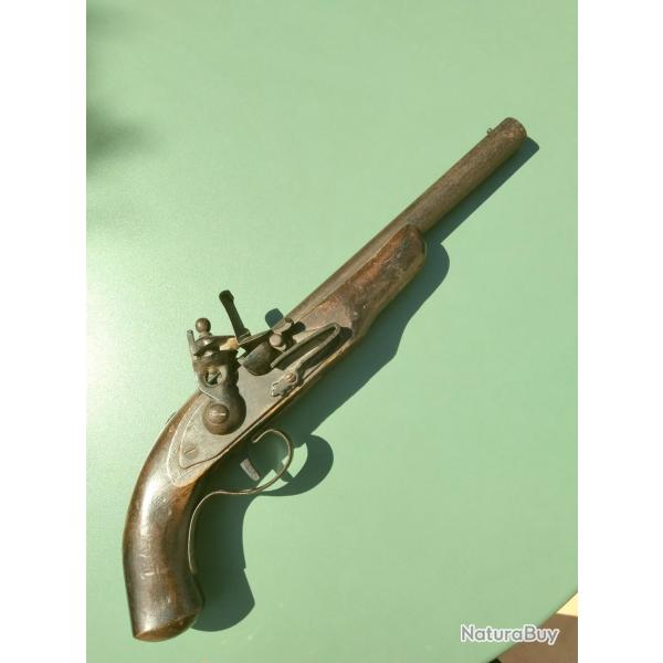Pistolet � silex calibre 12mm complet en BE, ressort chien/d�tente � changer