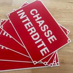 Lot de 5 panneaux Neuf Chasse Interdite 24 x 34cm