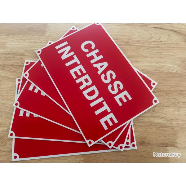 Lot de 5 panneaux Neuf Chasse Interdite 24 x 34cm