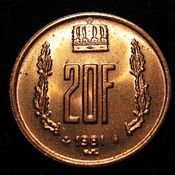 Luxembourg, superbe piece de 20 francs de 1981 diametre 25,8mm