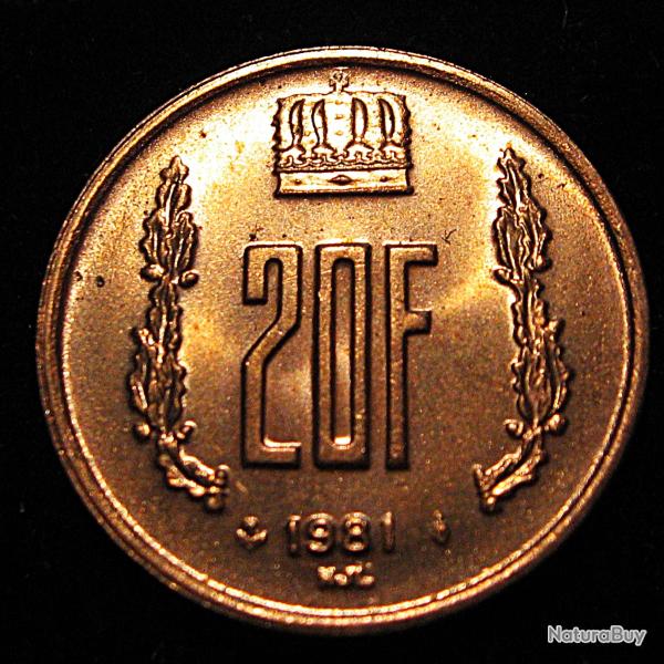 Luxembourg, superbe piece de 20 francs de 1981 diametre 25,8mm