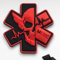 &Eacute;cusson PVC Medic Skull Patch Croix de Vie Tactique Scratch  7cm
