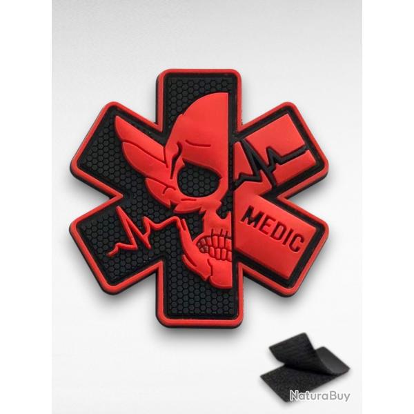 �cusson PVC Medic Skull Patch Croix de Vie Tactique Scratch  7cm