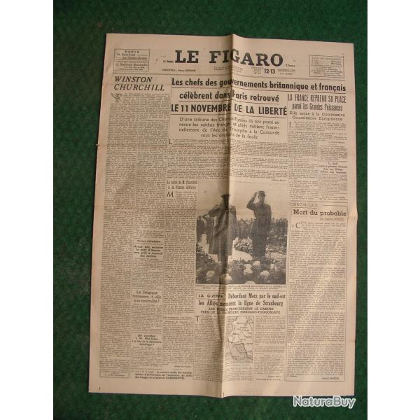 WW2 FRANCE JOURNAL FRANCAIS " LE FIGARO 12/13 NOVEMBRE 1944 " �POQUE LIB�RATION (39-45)