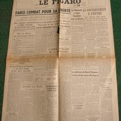 WW2 FRANCE JOURNAL FRANCAIS " LE FIGARO 24 AOUT 1944 ' &Eacute;POQUE LIB&Eacute;RATION DE PARIS (39-45)