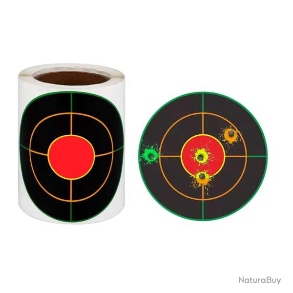 Rouleau de cibles r�actives autocollantes Diam. 7,6 cm x100