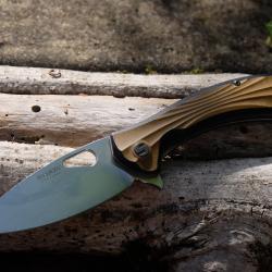 Couteau SHAN ZU PEAFOWL Lame Acier ZDF905 Drop Point Satin Plaquettes G10 | Linerlock Clip