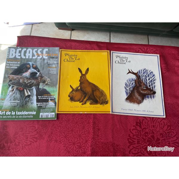 Lot de trois revues de chasse dans deux anciennes