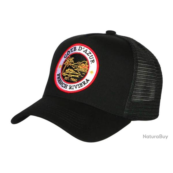 Casquette C�te d'Azur Noire French Riviera Style Yacht Club Trucker Taille unique Noir