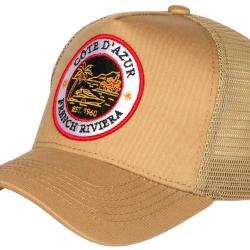 Casquette C&ocirc;te d'Azur Marron French Riviera Style Yacht Club Trucker Taille unique Marron