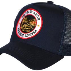 Casquette C&ocirc;te d'Azur Bleu Marine French Riviera Style Yacht Club Trucker Taille unique Bleu
