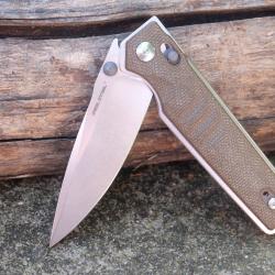 Couteau Real Steel Sacra Green Lame Acier K110 Stonewash Manche Micarta Slider Clip 7711G
