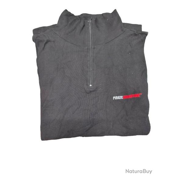 Polo Noir PIRATE - Taille XL (Manche Longue)