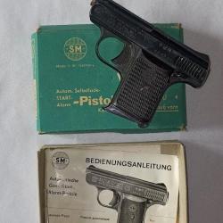 Petit pistolet automatique d'alarme SM 8mm &agrave; blanc vintage