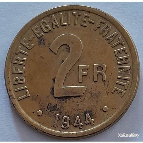 Pi�ce de Monnaie France 2 francs "France" Gouvernement provisoire 1944 Philadelphie