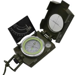 Boussole en m&eacute;tal avec clinom&egrave;tre et vis&eacute;e CAO vert arm&eacute;e
