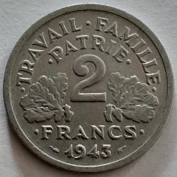 Pi&egrave;ce de Monnaie France 2 francs Francisque 1943