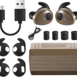 Bouchons d'Oreilles &Eacute;lectroniques Bluetooth 5.3 Protection Auditive Active Rechargeables Tir Chasse
