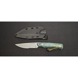 Wildsteer Troll Toxifi&eacute; Pakkawood Bleu couteau &agrave; lame fixe 14C28N Lame stonewashed- ref : OTROB15229