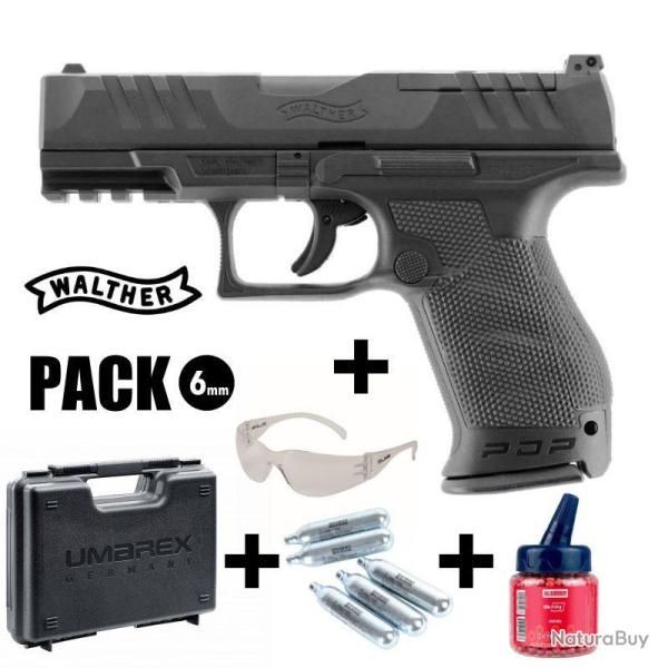PISTOLET WALTHER PDP COMPACT 4" Black - 6 mm BB CO2 Arme en pack pr�t � jouer