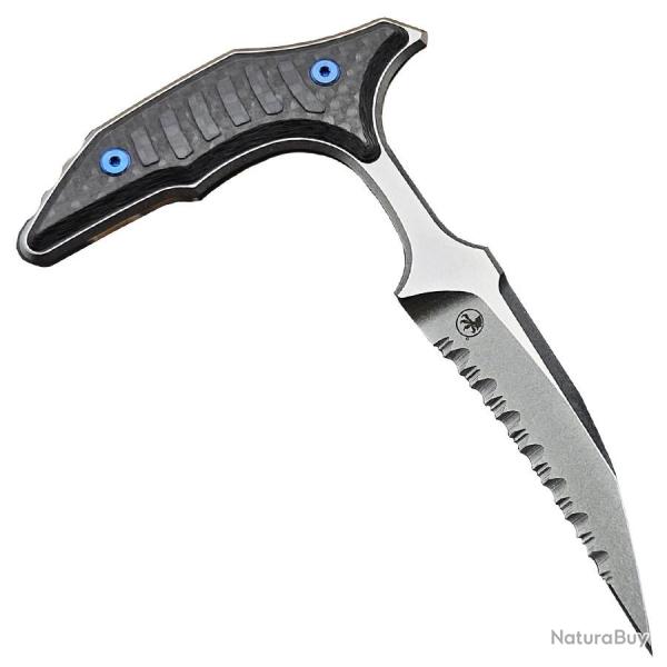 BEE Full Serrated Carbon Fiber Blue Hardware - Microtech / Bastinelli