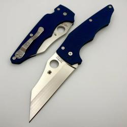 Couteau Spyderco YoJumbo Lame Wharncliffe Acier CPM SPY27 Manche G10 Bleu Made USA SC253GPCBL
