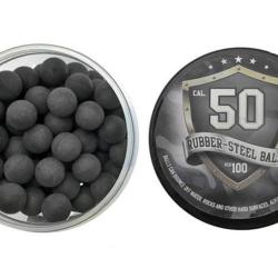Lot de 100 Billes caoutchouc m&eacute;tal .50 Rubber Steel