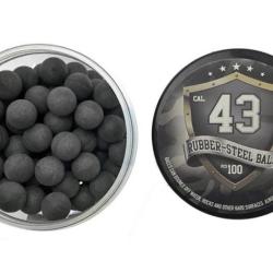 Lot de 100 billes caoutchouc m&eacute;tal calibre .43 Rubber Steel