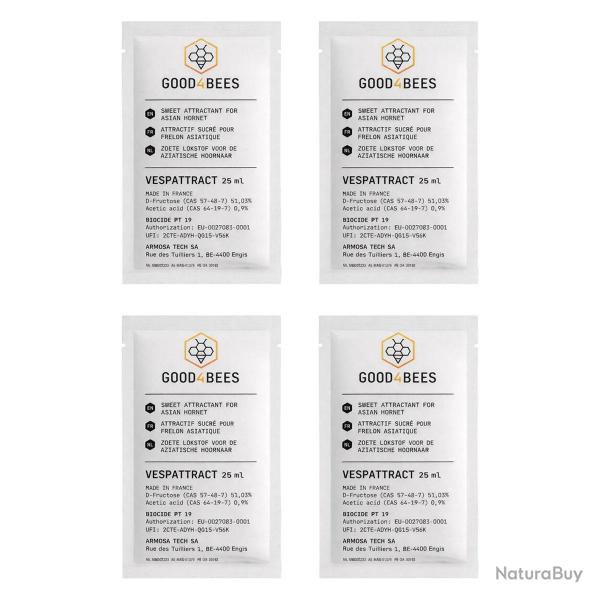 Lot 4 sachets attractifs Vespattract pour pi�ge frelons asiatiques