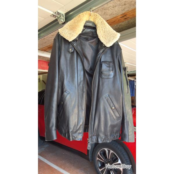 Blouson de pilote Type ARM�E DE L'AIR A�ronautique Navale  en cuir tr�s belle qualit�  col FOURRURE