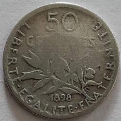 Pi&egrave;ce de Monnaie Argent  France 50 centimes Semeuse 1898