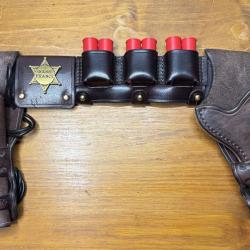 ceinturon et double holster droitier pour revolvers Colt SAA 1873 ou r&eacute;plique A01