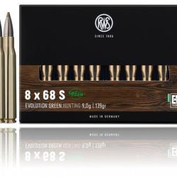1 BOITE DE MUNITIONS RWS 8x68 S EVO GREEN 9.0 GR