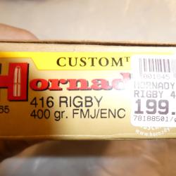 cartouches Hornady Cal 416 Rigby fmj