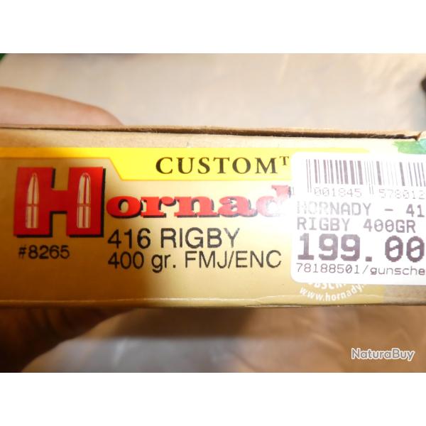 cartouches Hornady Cal 416 Rigby fmj