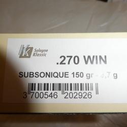 cartouches subsonique Sologne cal 270w