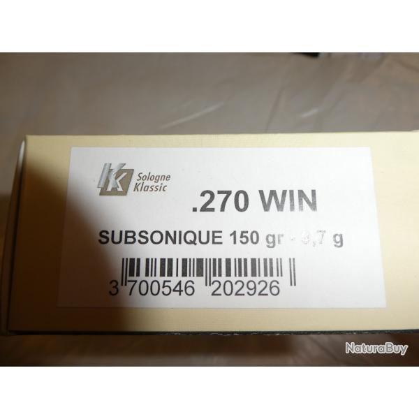 cartouches subsonique Sologne cal 270w