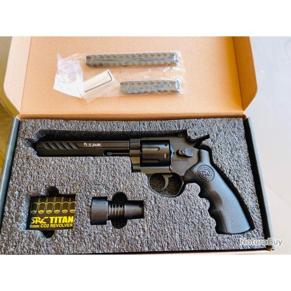 SRC TITAN 6" CO2  Full Metal Airsoft Revolver  Black