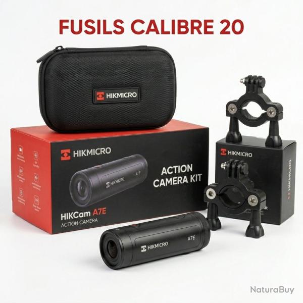 PACK CAMERA D'ACTION HIKMICRO HIKCAM A7E + SUPPORT CANON CALIBRE 20