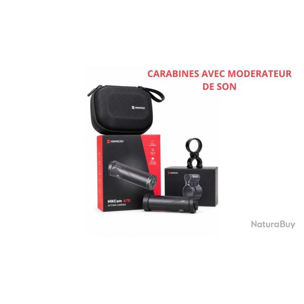 PACK CAMERA D'ACTION HIKMICRO HIKCAM A7E + SUPPORT CANON CARABINE AVEC MODERATEUR