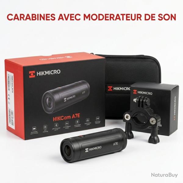 PACK CAMERA D'ACTION HIKMICRO HIKCAM A7E + SUPPORT CANON CARABINE AVEC MODERATEUR