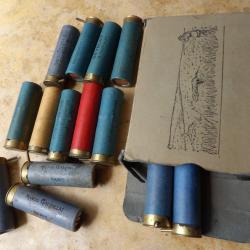 lot de 21 cartouches cal 16 cal16  Gevelot SFM Gaupillat &agrave; broche syst&egrave;me Lefaucheux