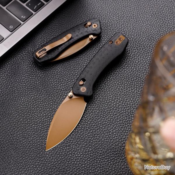 Couteau Trivisa Koala Lame N690 Black Stonewash Manche Carbon Fiber G10 Crossbar Lock TVJM02CGN