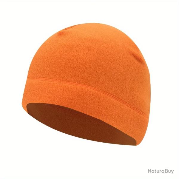 Bonnet Polaire Orange Unisexe Chaud Doubl� Sport Outdoor Hiver