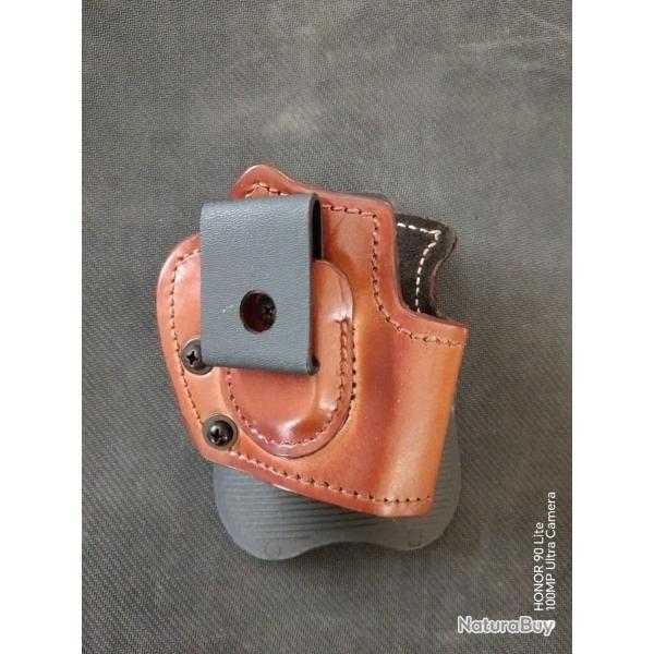 ETUI / HOLSTER FRONTLINE MULTIFONCTION CUIR POUR GLOCK 26 #QUAD26C