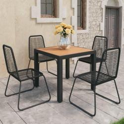 Ensemble &agrave; manger de jardin 5pcs PVC r&eacute;sine tress&eacute;e noir marron