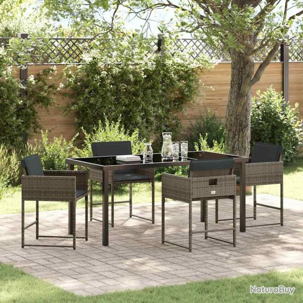 Ensemble de salle � manger pour jardin 5 pcs Gris polyrotin