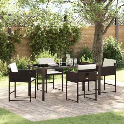 Ensemble de salle &agrave; manger pour jardin 5 pcs Marron polyrotin