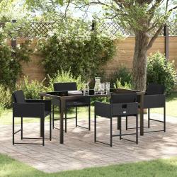 Ensemble de salle &agrave; manger pour jardin 5 pcs Noir polyrotin